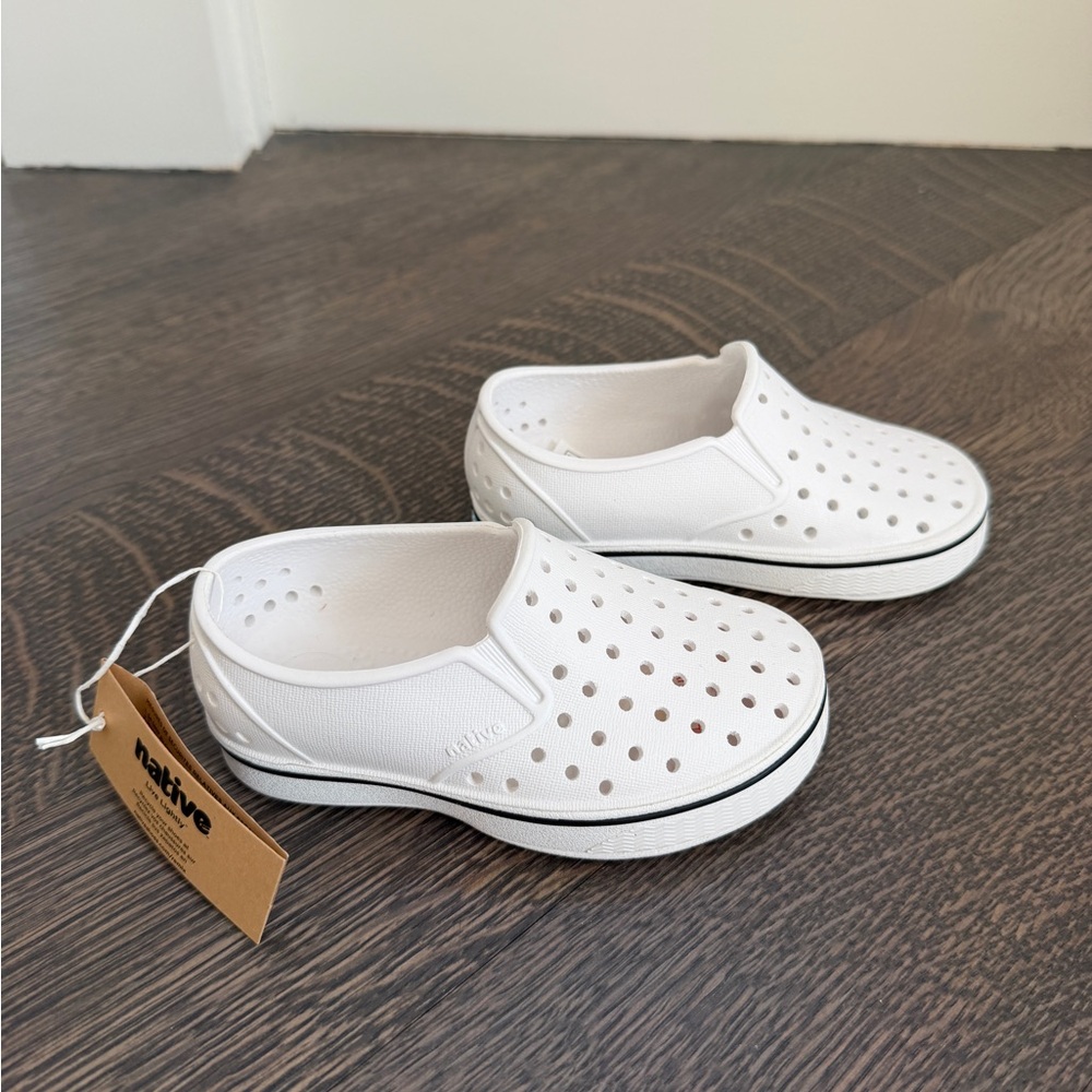 Native Kids White Perforated Slip-On Sneakers